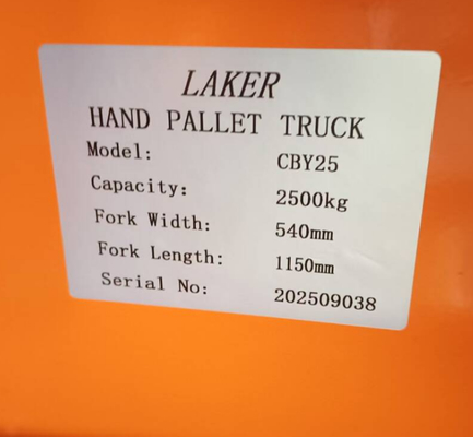 Euro-Palette stabile Traglast 2,5 Tonnen Handhubwagen mit 550 mm Breite und 1150 mm Gabelzinkenlänge mit Doppel-Nylonrollen