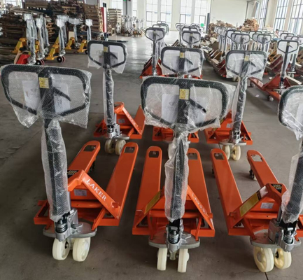 Euro-Palette stabile Traglast 2,5 Tonnen Handhubwagen mit 550 mm Breite und 1150 mm Gabelzinkenlänge mit Doppel-Nylonrollen